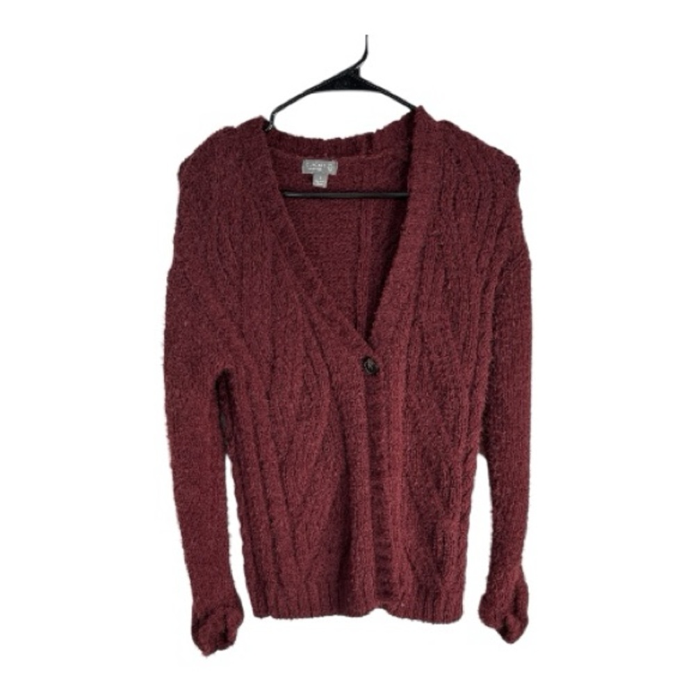 Cupcake Clothing LTD Women’s Burgundy Cable Knit Cozy Cardigan Sweater Size S